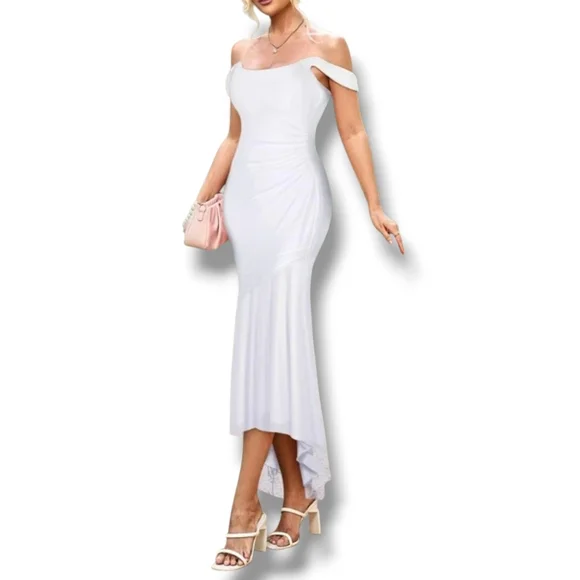 LRADY - Large Sleeveless Ruffle Cocktail Party Maxi Bodycon Dress - Picture 3 of 10